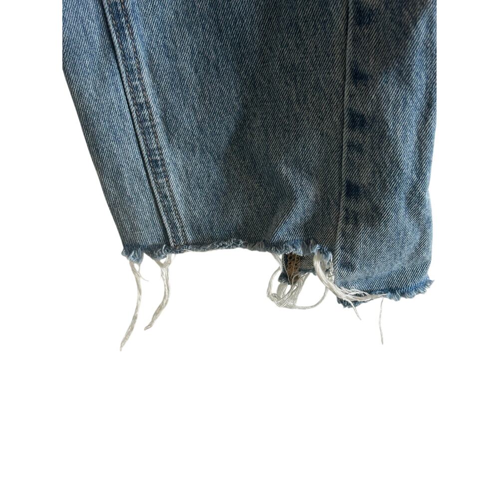 Vervet Blue high-rise fit medium blue wash crop straight-leg uneven raw hem 25 - Picture 7 of 8